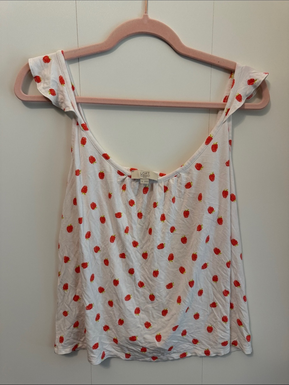 LOFT White Strawberry-Print Tank Top